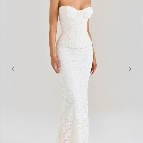 House of CB Solaine Ivory Lace Corset Maxi Dress - Picture 5 of 6